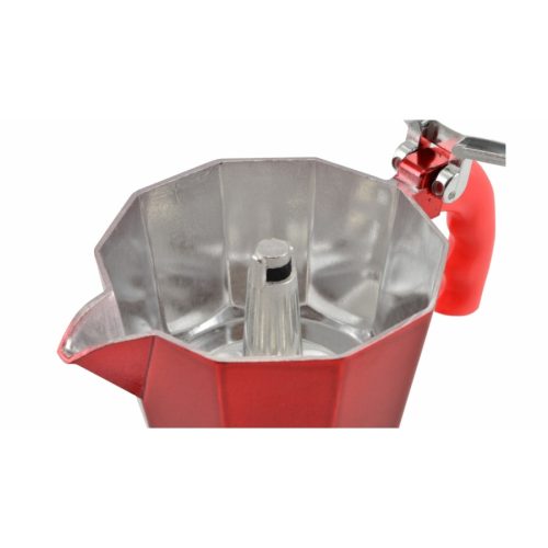 Inox 6 személyes kotyogós kávéfőző piros színben