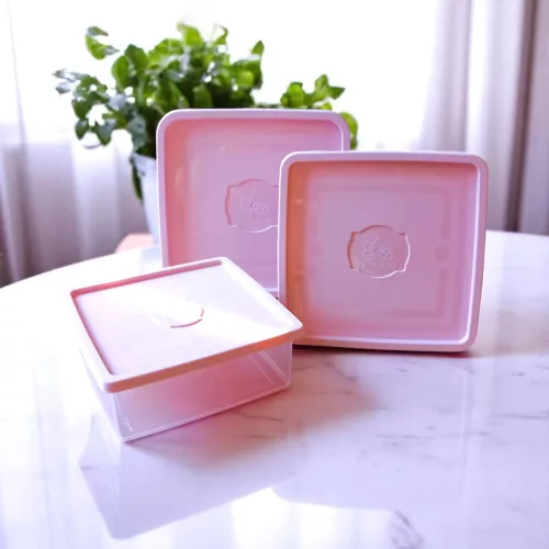 Multibox ételtároló szett 3 részes pink tetővel