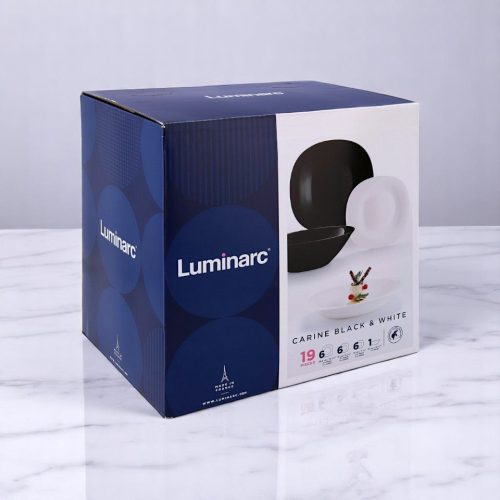 19 részes Luminarc CARINE étkészlet fekete-fehér színben