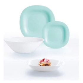   19 részes Luminarc CARINE étkészlet (fehér-türkiz színben)