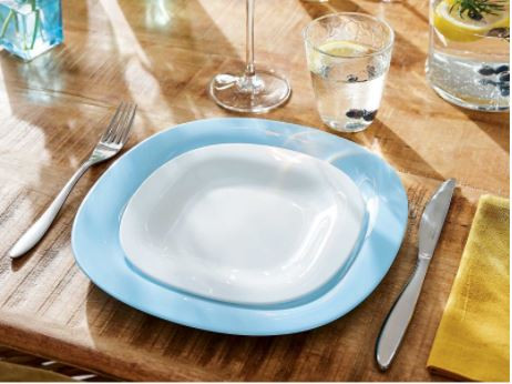19 részes Luminarc CARINE étkészlet (fehér-türkiz színben)