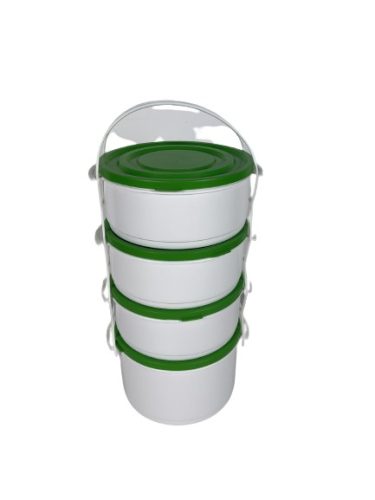 Ételhordó 3+1 zöld-fehér (V)