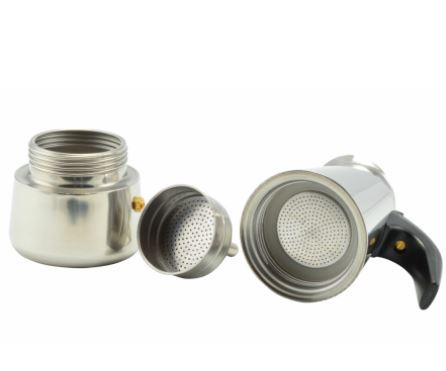 Inox 4 személyes kotyogós kávéfőző díszdobozban