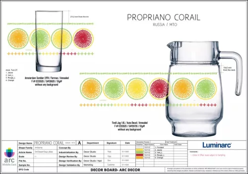 6 db-os Luminarc Propriano corail üdítős pohár és kancsó szett