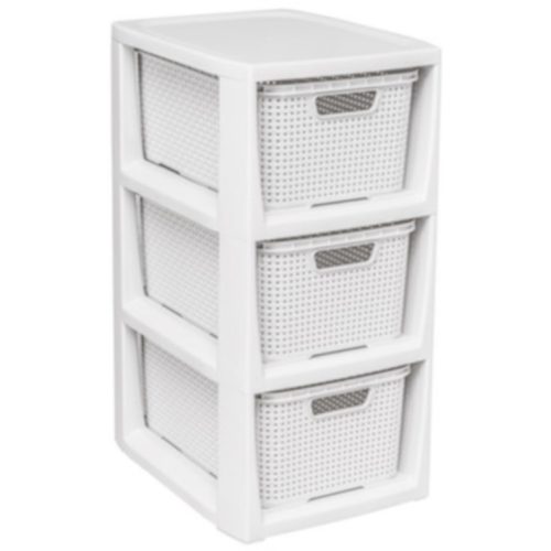 Műanyag Tároló fiókokkal 3x7 L-es (fehér színben)