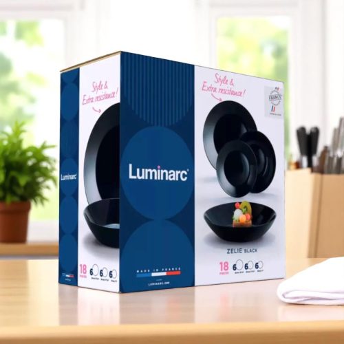 18 részes Zelie étkészlet (fekete színben)