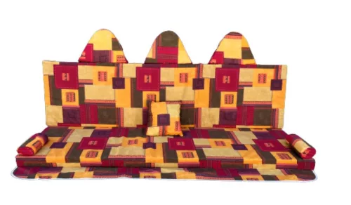 Hintaágy párna HERCULES típusú hintaágyhoz kockamintás sárga-narancs-bordó