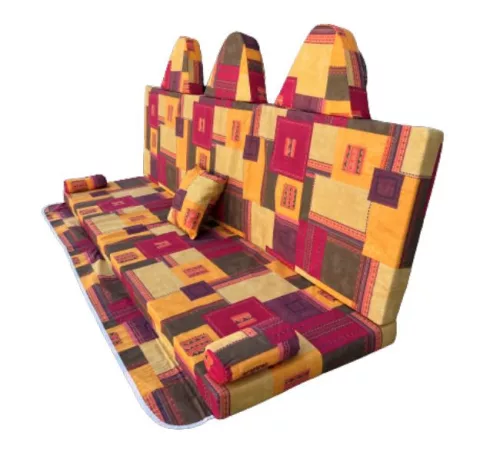 Hintaágy párna HERCULES típusú hintaágyhoz kockamintás sárga-narancs-bordó