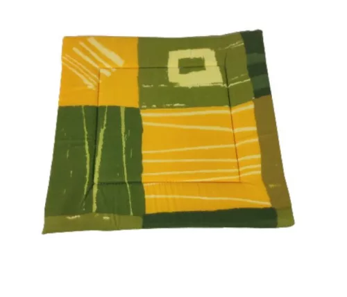 Ülőpárna 30x30x1cm 6db-os kockamintás zöld-sárga