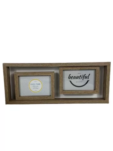 Képkeret 2 képhez barna
