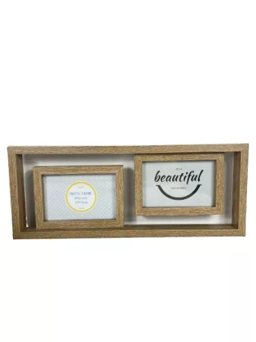 Képkeret 2 képhez barna