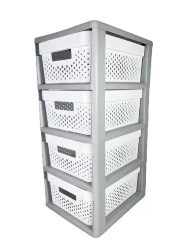 Tároló fiókos 4x11 L Infinity szürke-fehér