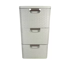 Tároló fiókos 3x14 L rattan fehér (KKS)