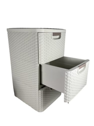 Tároló fiókos 3x14 L rattan fehér (KKS)