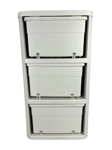 Tároló fiókos 3x14 L rattan fehér (KKS)