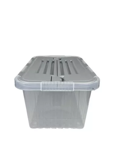 Tároló fedéllel csatos 18 L szürke (KKS)