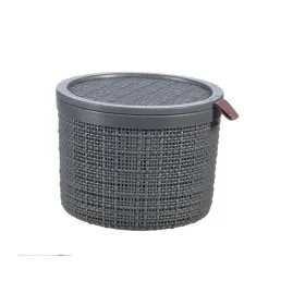 Doboz tetővel kerek 2 L Jute szürke
