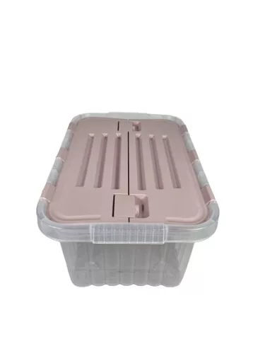 Tároló fedéllel csatos 10 L pink (KKS)