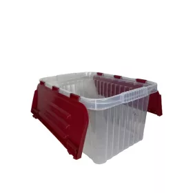 Tároló fedéllel csatos 18 L piros (KKS)