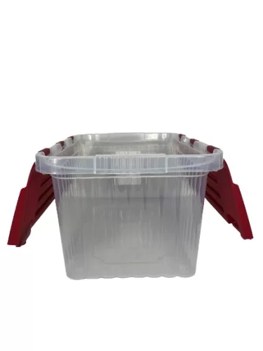 Tároló fedéllel csatos 18 L piros (KKS)