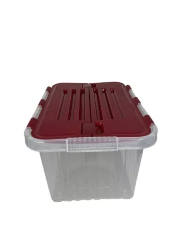 Tároló fedéllel csatos 18 L piros (KKS)