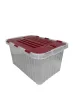 Tároló fedéllel csatos 18 L piros (KKS)