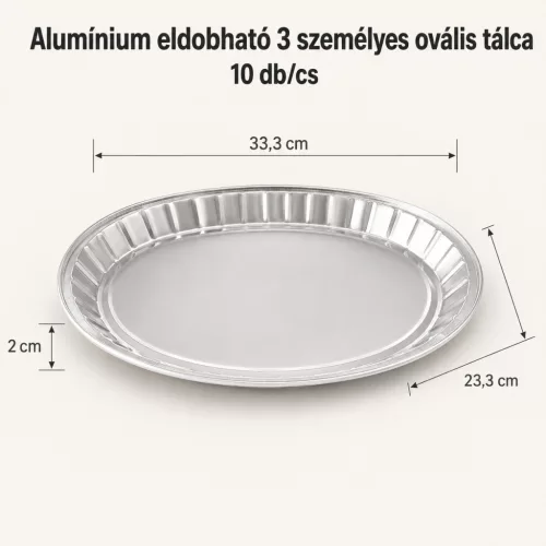 Alumínium eldobható 3 személyes ovális tálca 10 db/cs 