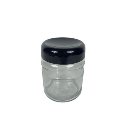 Fűszertartó üveg, műanyag tetővel 0,9 literes fekete (V)