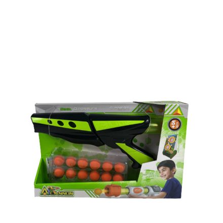 Játékfegyver 12 szivacs lövedékel fekete zöld (V)