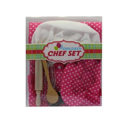 Gyerekjáték kezdő konyhai textil készlet, több részes rózsaszín (V)