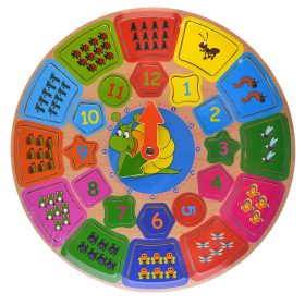 Készségfejlesztő órás fa puzzle