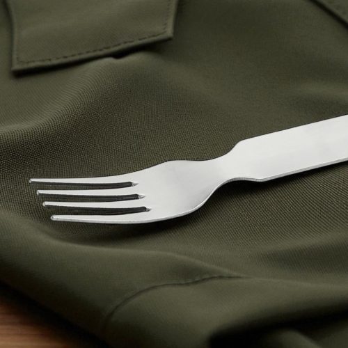 Összecsukható turista evőeszköz szett, kanálgép – rozsdamentes acél 4 az 1-ben