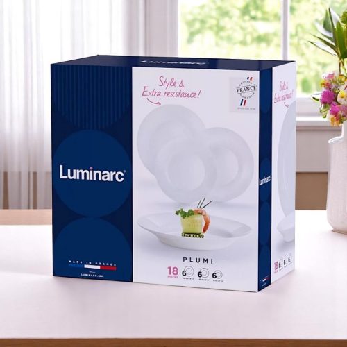 18 részes Luminarc Plumi étkészlet (fehér színben)