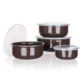   8 db-os rozsdamentes ételtároló sötét barna gránit színben