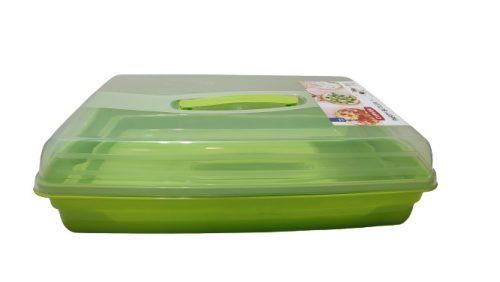 Süteményes doboz szögletes zöld (V)