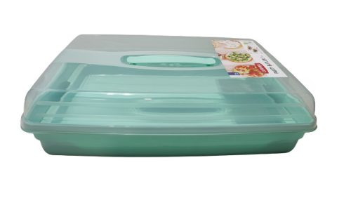 Süteményes doboz szögletes türkiz (V)