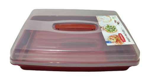 Süteményes doboz szögletes bordó (V)