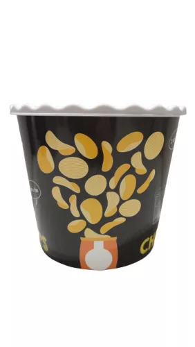 Popcorn tartó chips mintával