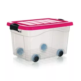   Pyramida gurulós műanyag tárolódoboz rózsaszín színben