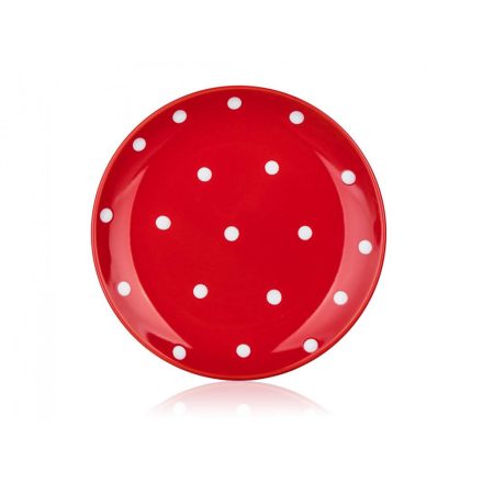 Kerámia desszertes tányér DOTS 18,6 cm, piros, pöttyös