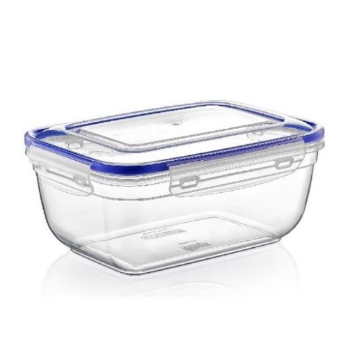 Átlátszó szögletes tároló doboz, patentzáras tetővel (2,3 L-es)