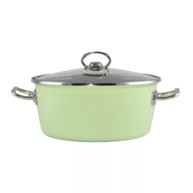  ELITE zománcozott lábas üvegfedővel zöld színben 24 cm-es (4.2 L-es)
