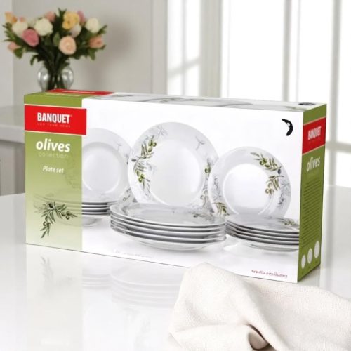 Porcelán tányér szett OLIVES 18 db