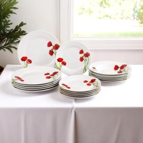 18 db-os Poppy Kerámia tányér szett