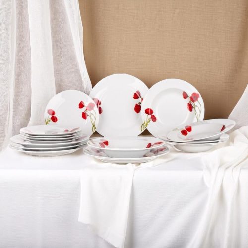 18 db-os Poppy Kerámia tányér szett