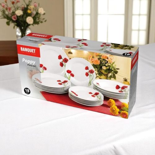 18 db-os Poppy Kerámia tányér szett