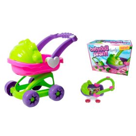 Játék Babakocsi lila-rózsaszín-sárga színben 