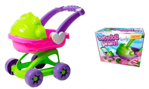 Játék Babakocsi lila-rózsaszín-sárga színben 