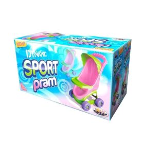 Játék Babakocsi sportos rózsaszín-zöld színben