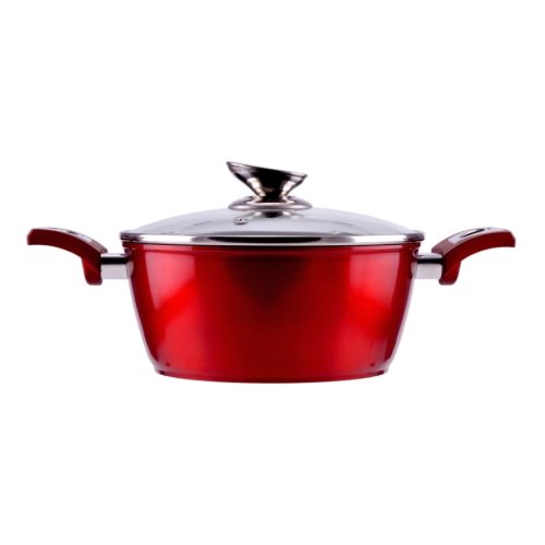 Perfect Home Metal red line indukciós tapadásmentes lábas üvegfedővel (2,6 L-es)